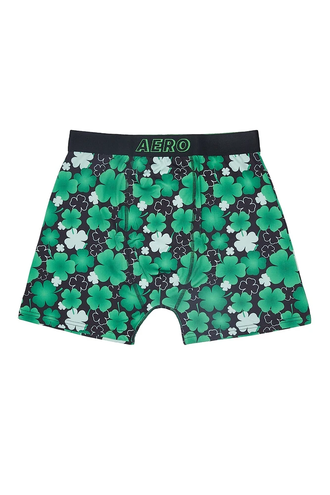 AERO Shamrock Clover Printed Boxer Briefs