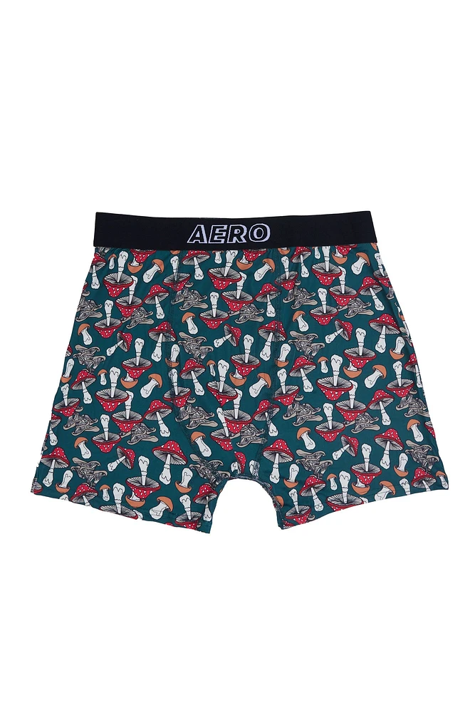 Forest Mushrooms Printed Boxer Briefs