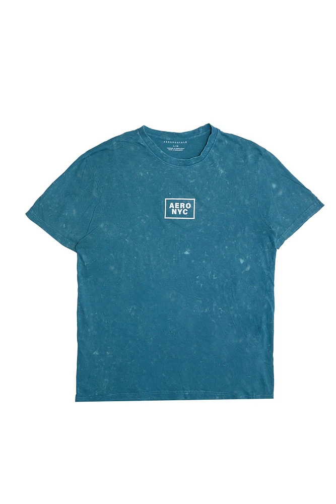 AERO NYC Box Graphic HD Print Acid Wash Tee