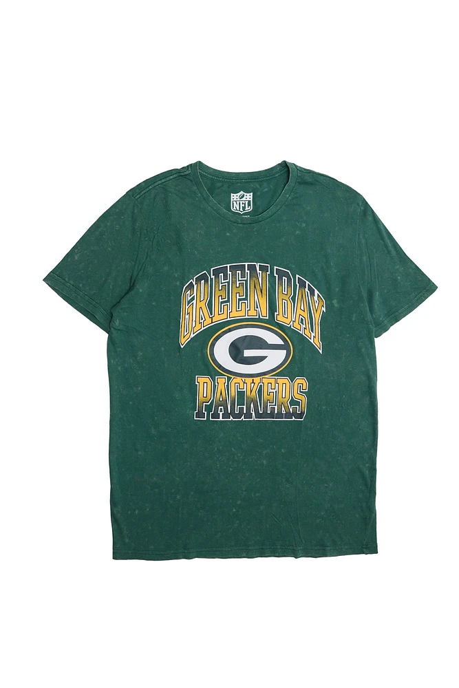 T-shirt délavé acide imprimé graphique Green Bay Packers