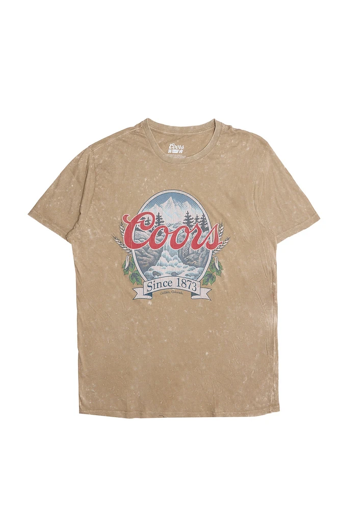 T-shirt délavé acide imprimé graphique Coors Since 1873