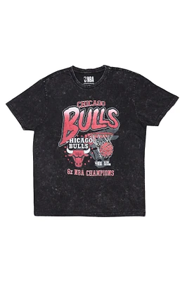 T-shirt imprimé délavé acide graphique Chicago Bulls