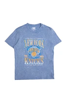 T-shirt délavé acide imprimé graphique New York Knicks