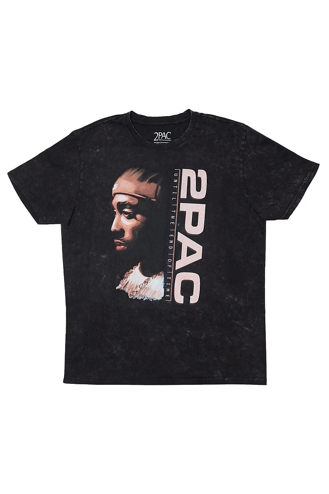 T-shirt imprimé délavé acide graphique 2Pac Until The End