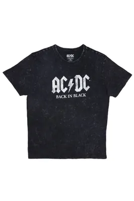 AC/DC Back Black Graphic Acid Wash Tee