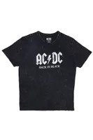 AC/DC Back Black Graphic Acid Wash Tee