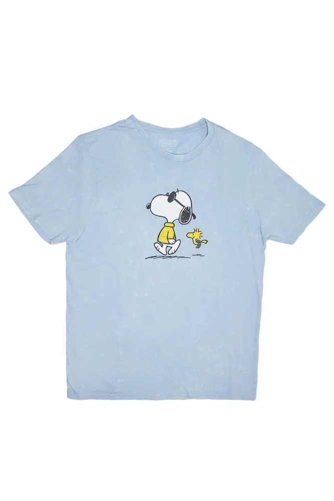 Peanuts Snoopy And Woodstock Graphic Acid Wash Tee