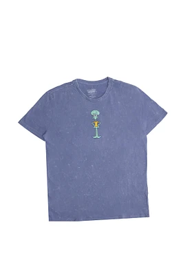 T-shirt délavé acide imprimé graphique Squidward le calamar