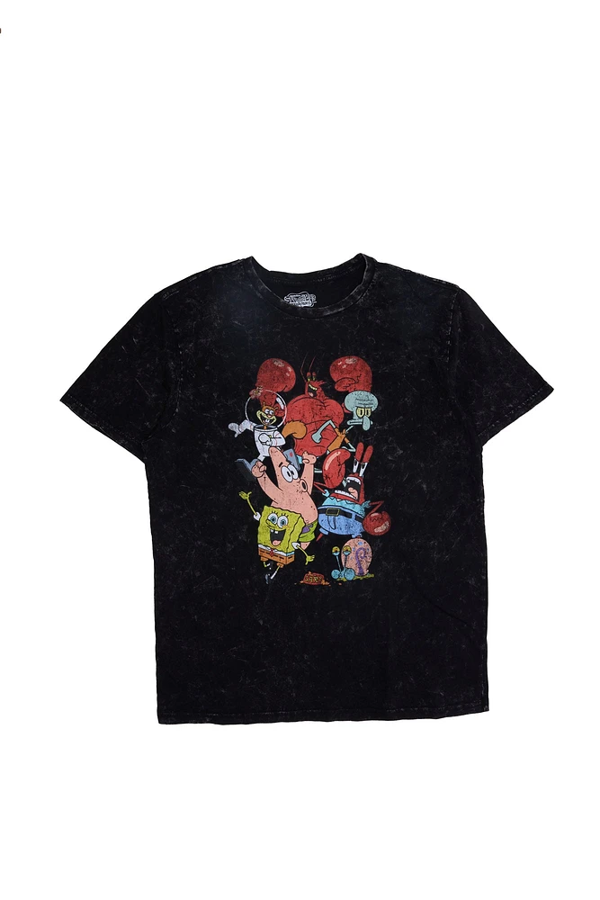 SpongeBob And The Gang Graphic Acid Wash Tee