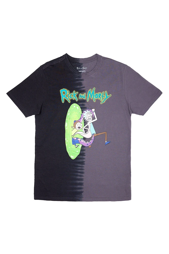 Rick And Morty Portal Graphic Split Tie Dye Tee