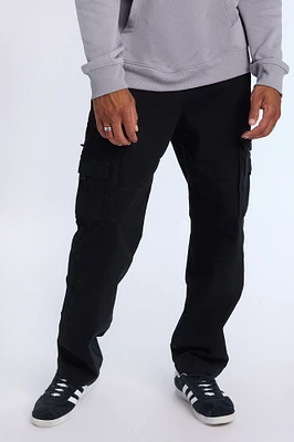 Pantalon cargo ample en sergé à poches