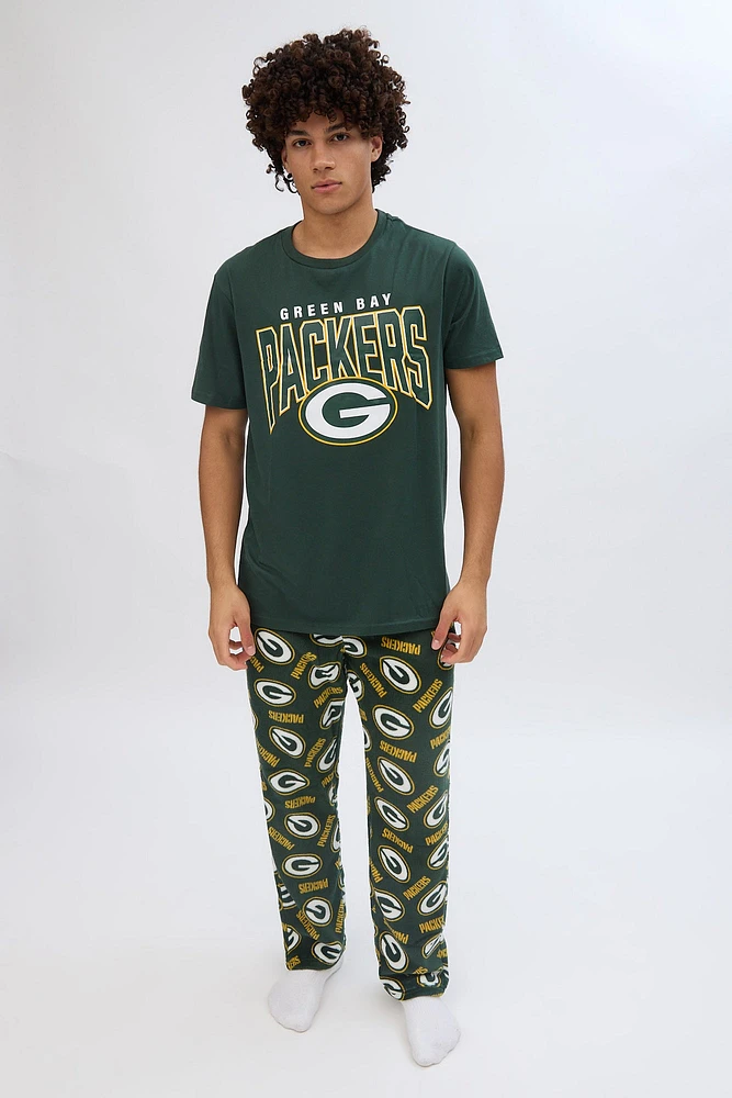 Green Bay Packers Graphic Pajama Tee And Plush Pants Set