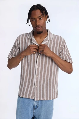 Chemise à rayures en tricot texturé manches courtes