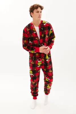The Grinch Plaid Printed Crew Neck Onesie