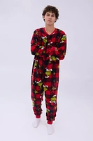 The Grinch Plaid Printed Plush Crew Neck Onesie