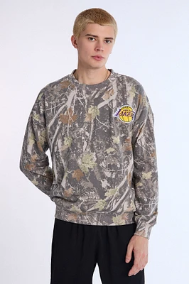 Los Angeles Lakers Graphic Tree Camouflage Oversized Sweatshirt