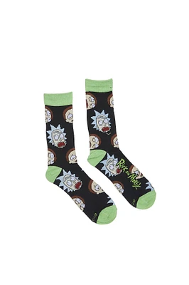 Rick And Morty Faces Graphic Crew Socks