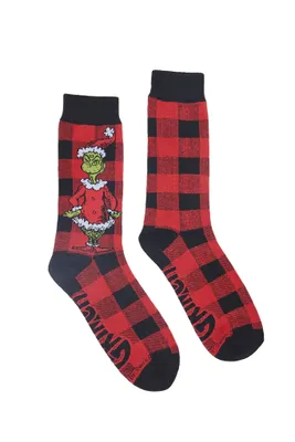 The Grinch Plaid Crew Socks