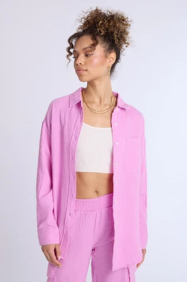 Cotton Gauzy Button-Up Oversized Shirt