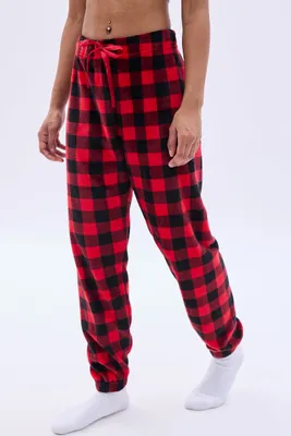 AERO Plaid Printed Plush Pajama Jogger