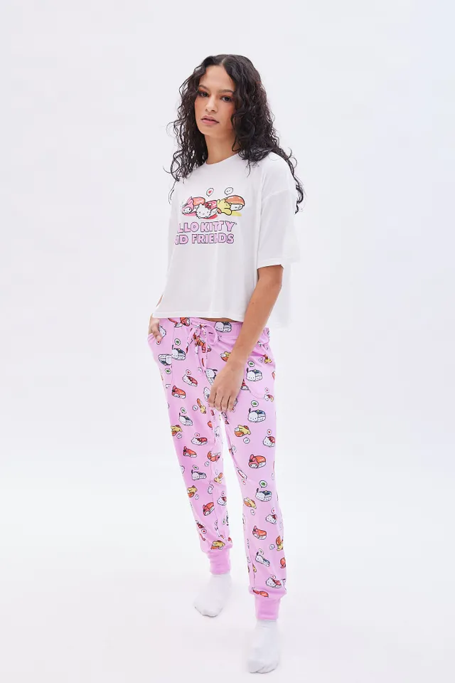 Aeropostale Hello Kitty Cloud Printed Velour Pajama Set