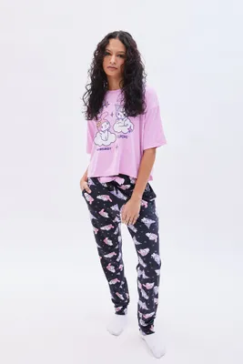 Hello Kitty Cloud Printed Velour Pajama Set