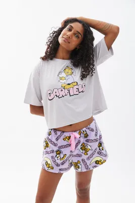 Garfield Graphic Plush Pajama Short Set