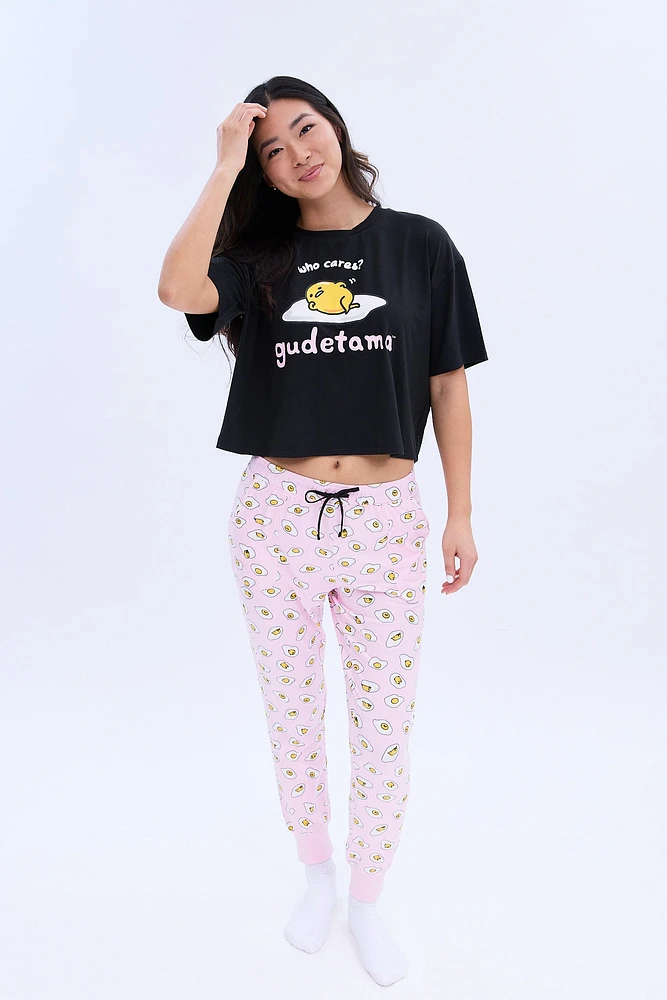 Gudetama Printed Pajama Jogger And Tee Set