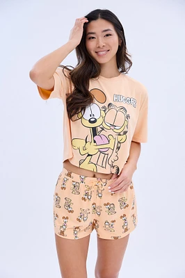 Garfield Printed Super Soft Pajama Short And Tee Set
