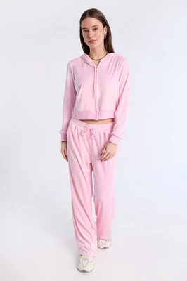 Ensemble 2 pièces pull à capuche zippé et pantalon de survêtement en velour Barbie