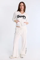 Peanuts Snoopy & Woodstock Rhinestones Velour Zip-Up Hoodie And Sweatpants 2-Piece Set