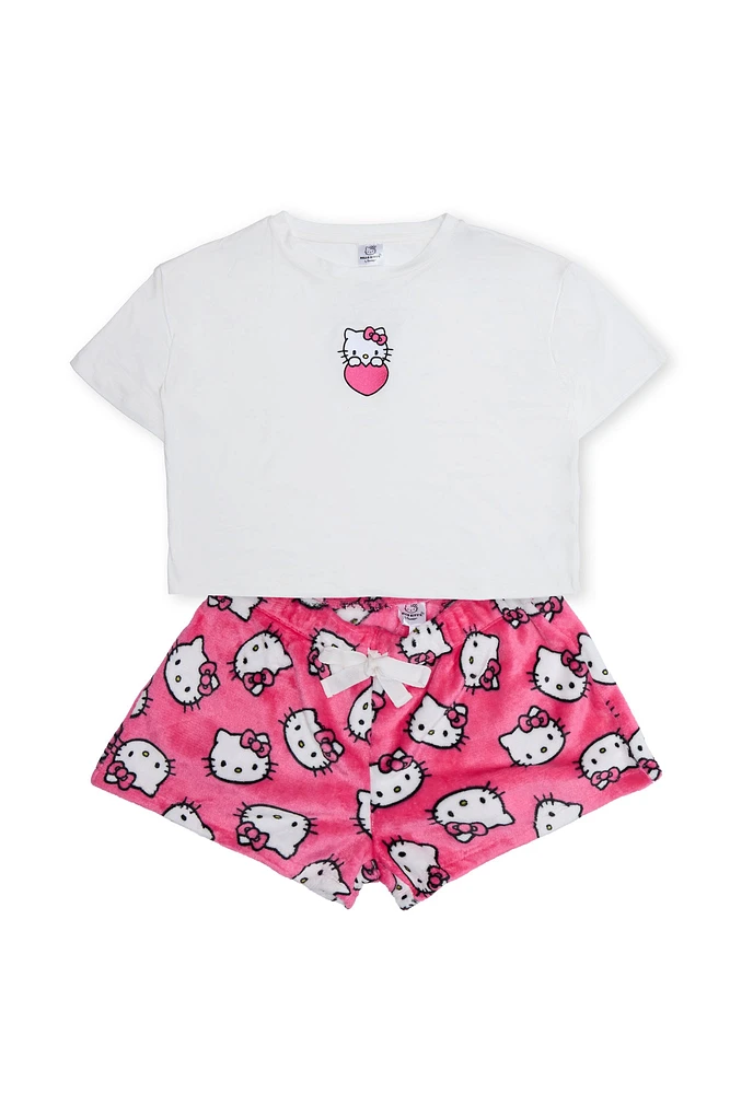 Hello Kitty Heart Wings Pajama Tee And Shorts 2-Piece Set