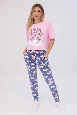 Care Bears Super Soft Pajama Tee And Velour Jogger 2-Piece Set