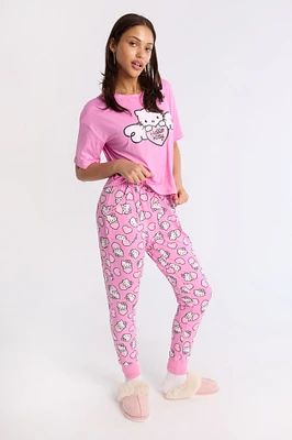 Ensemble jogger et t-shirt pyjama super doux imprimé Hello Kitty