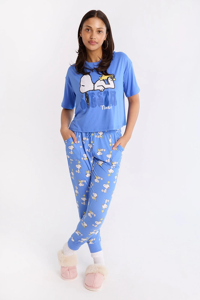 Ensemble jogger et t-shirt pyjama super doux imprimé Peanuts Snoopy