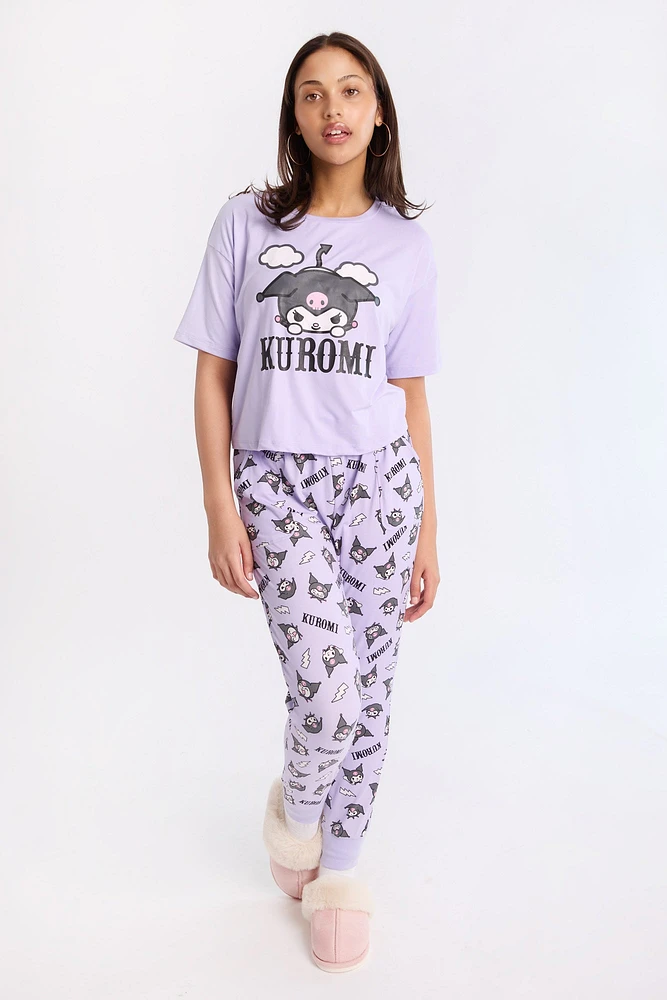 Ensemble jogger et t-shirt pyjama super doux imprimé Kuromi