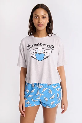 Ensemble shorts et t-shirt pyjama super doux imprimé Cinnamoroll