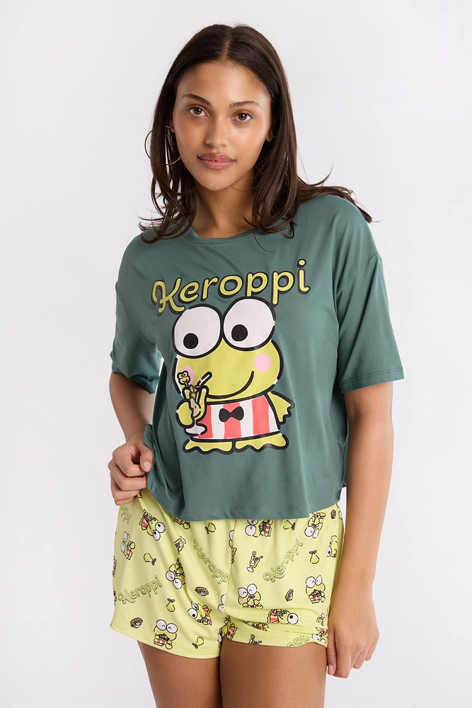 Keroppi Super Soft Pajama Tee And Shorts 2-Piece Set