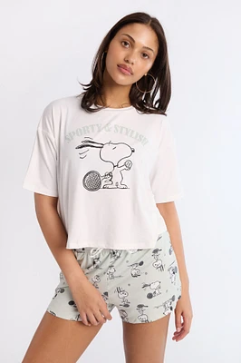 Ensemble shorts et t-shirt pyjama super doux imprimé Peanuts Snoopy