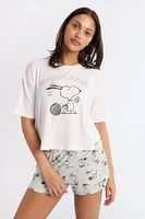 Peanuts Snoopy Super Soft Pajama Tee And Shorts 2-Piece Set