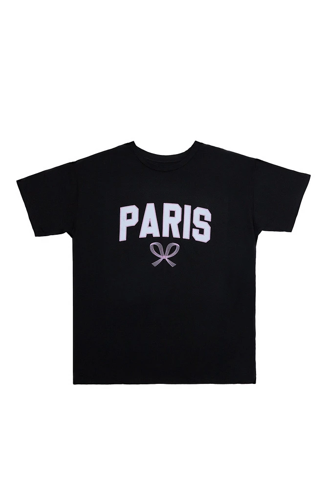 T-shirt décontracté imprimé graphique Paris rosette