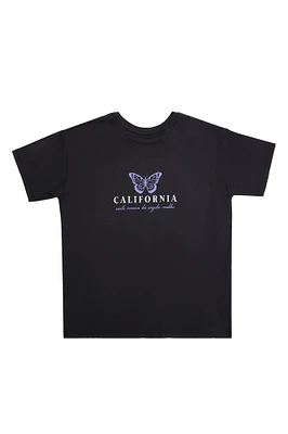 T-shirt décontracté imprimé graphique papillon California