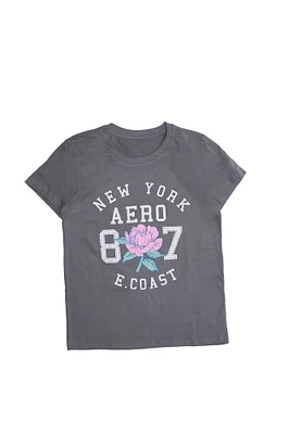 T-shirt décontracté imprimé graphique AERO 87 Rose NY