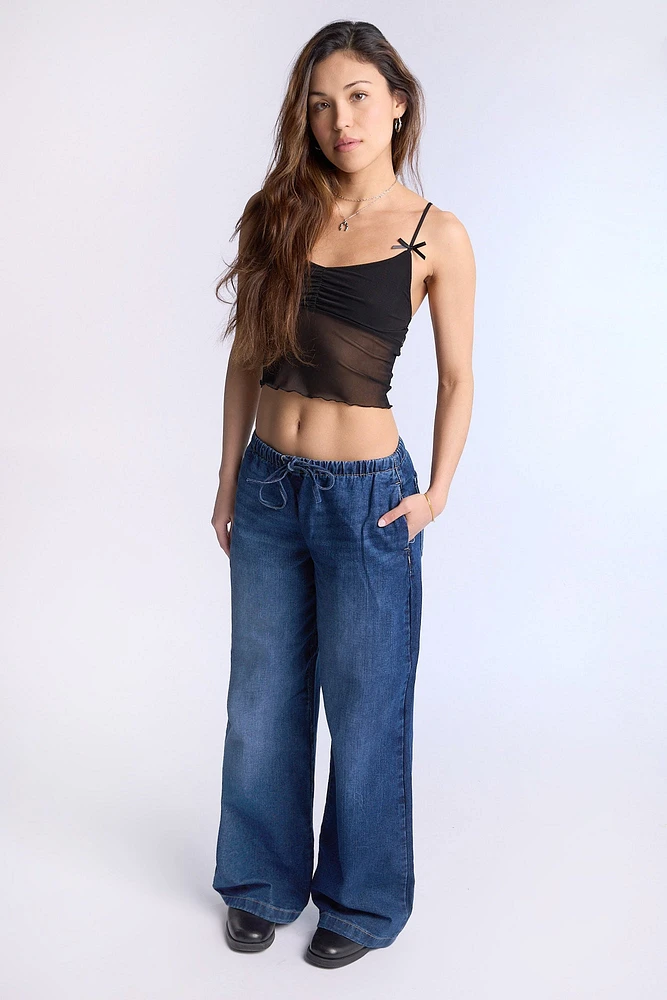 AERO Pull On Mid Rise Baggy Jeans