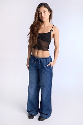 AERO Pull On Mid Rise Baggy Jeans