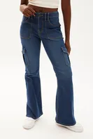 AERO Seriously Stretchy Mid Rise Cargo Flare Jean
