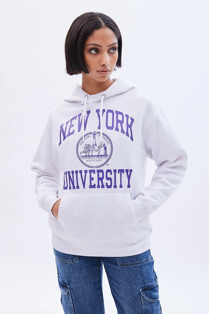 New York University Graphic Oversized Pullover Hoodie
