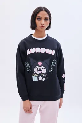 Hello Kitty Kuromi Graphic Crew Neck Oversized Sweatshirt