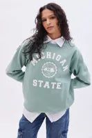 Michigan State Graphic Crew Neck Oversized Sweatshirt