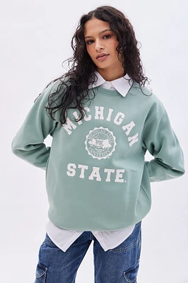 Michigan State Graphic Crew Neck Oversized Sweatshirt